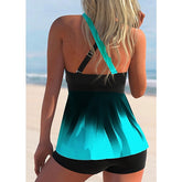 Women's Swimwear Tankini 2 Piece Plus Size Swimsuit 2 Piece Gradient Color White Blue Tank Top Bathing Suits Sports Summer